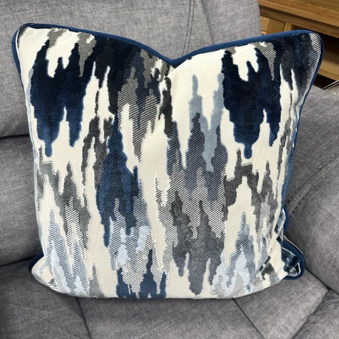 Navy and Grey Abstract Cushion - Image 2