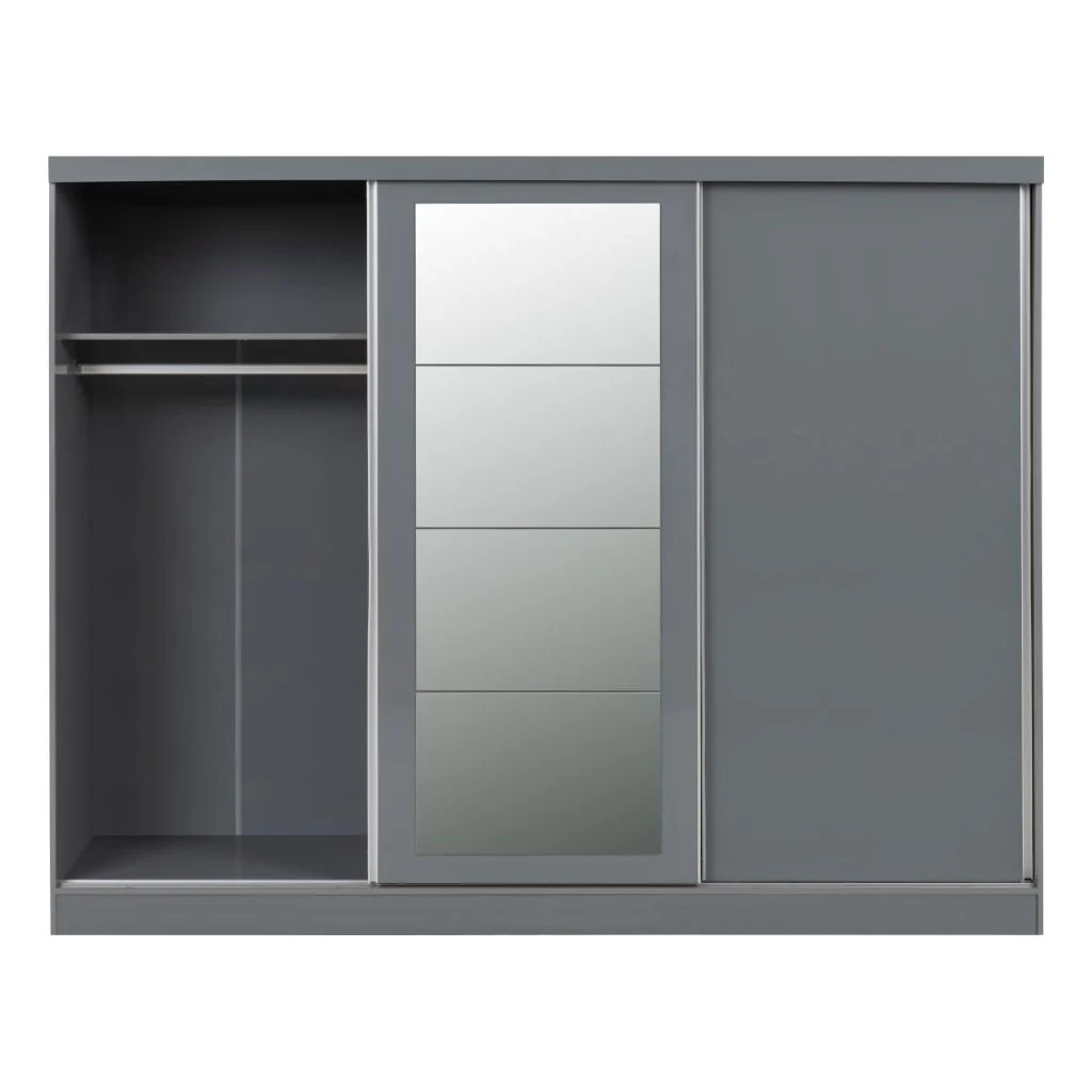 Nevada Grey Gloss 3-Door Sliding Wardrobe by Wholesale Beds & Furniture - Image 6