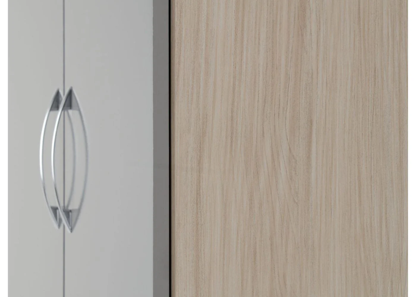 Nevada Grey Gloss and Light Oak Effect 2-Door 1-Drawer Wardrobe by Wholesale Beds & Furniture - Image 6
