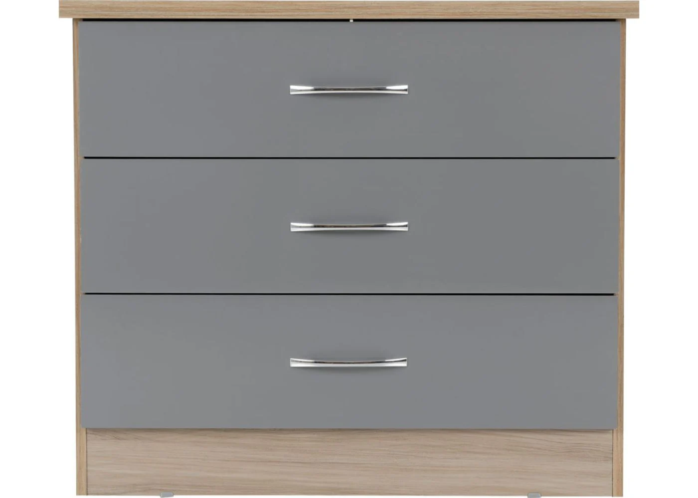 Nevada Grey Gloss and Light Oak Effect 3-Drawer Chest by Wholesale Beds & Furniture - Image 4