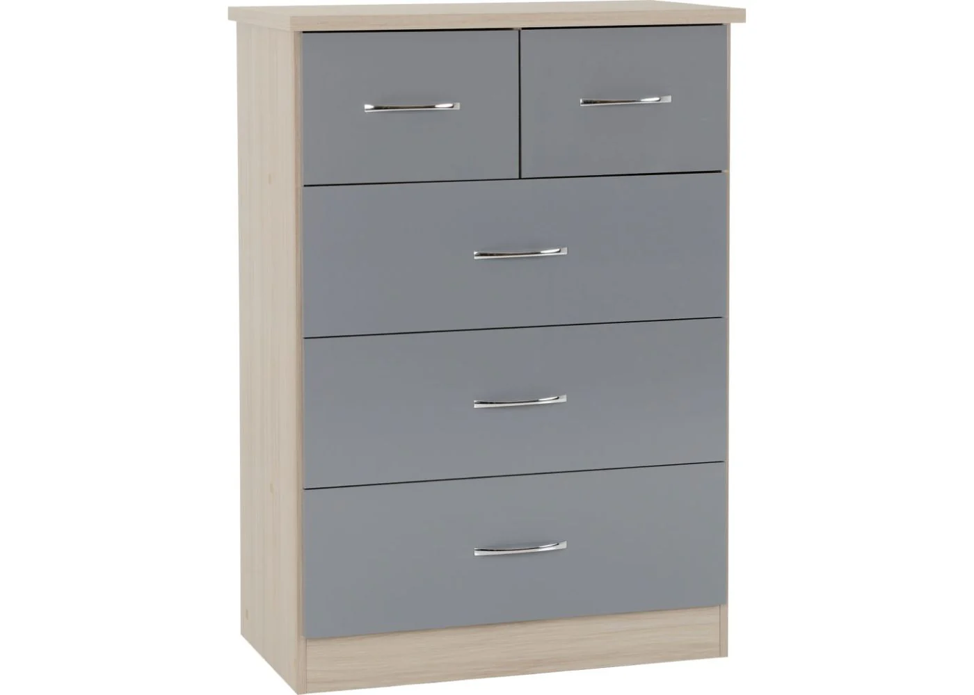 Wholesale Nevada Grey Gloss and Light Oak Effect 4 Piece Bedroom Furniture Set - Grey Bedroom Furniture Set with Light Oak Effect - Image 11