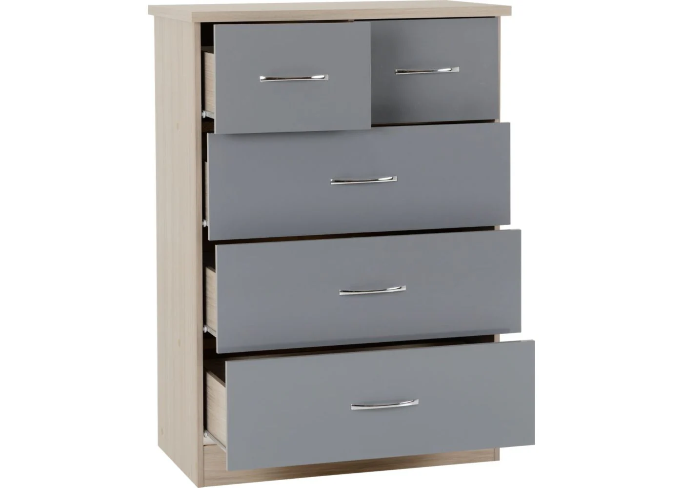 Wholesale Nevada Grey Gloss and Light Oak Effect 4 Piece Bedroom Furniture Set - Grey Bedroom Furniture Set with Light Oak Effect - Image 12
