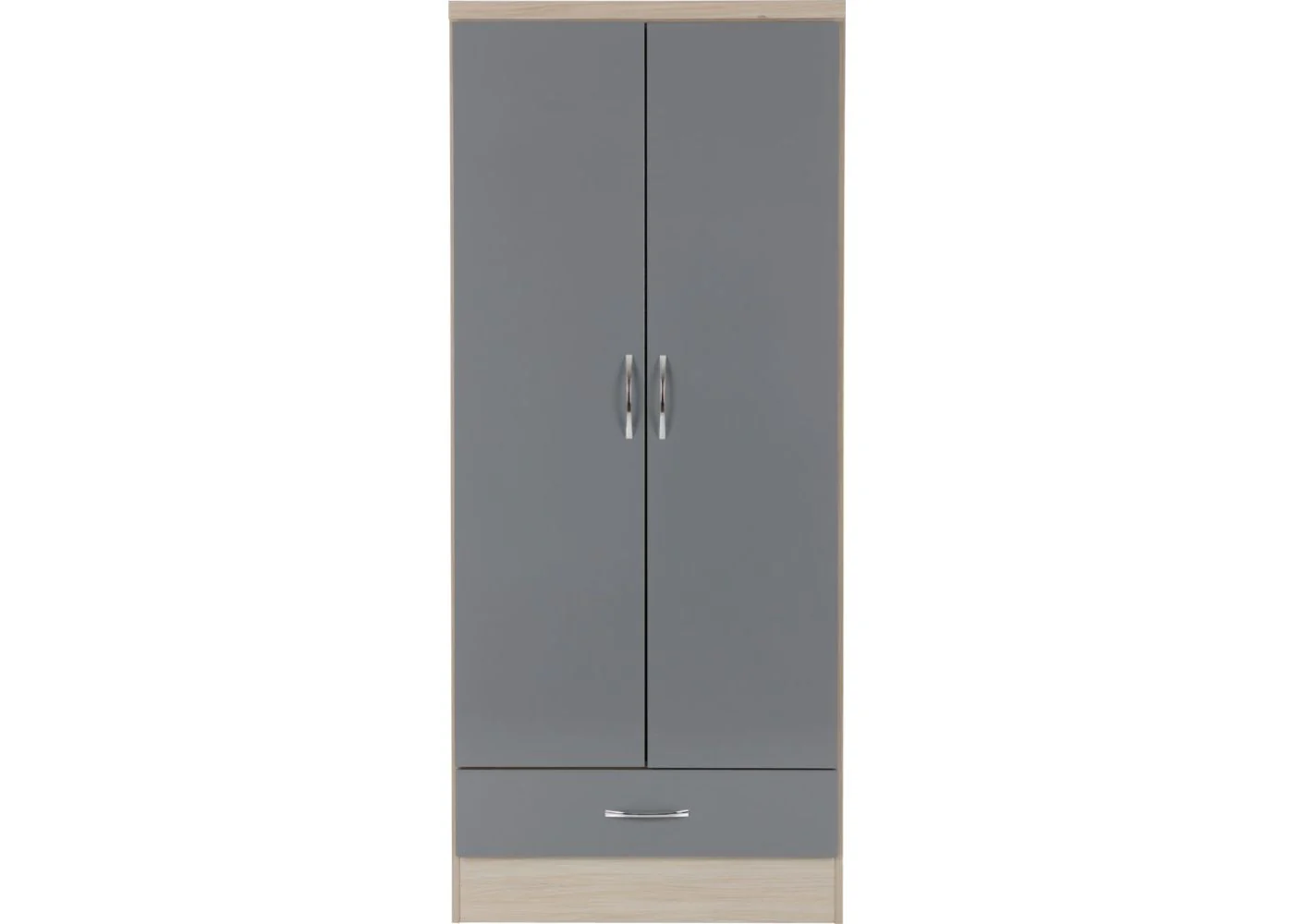 Wholesale Nevada Grey Gloss and Light Oak Effect 4 Piece Bedroom Furniture Set - Grey Bedroom Furniture Set with Light Oak Effect - Image 4