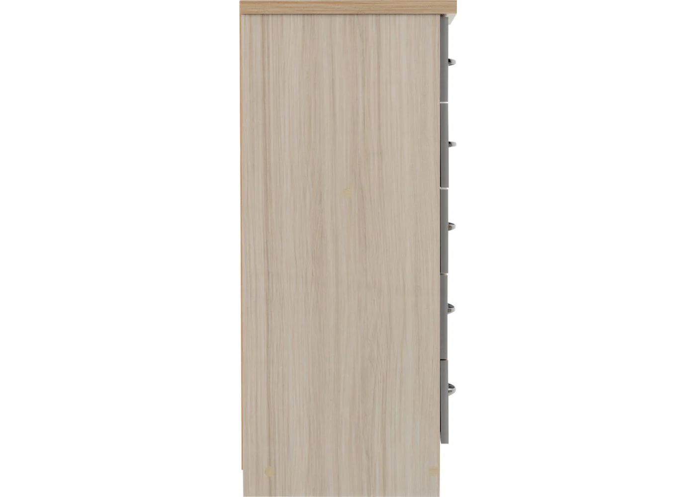 Nevada Grey Gloss and Light Oak Effect 5-Drawer Narrow Chest by Wholesale Beds & Furniture - Image 5
