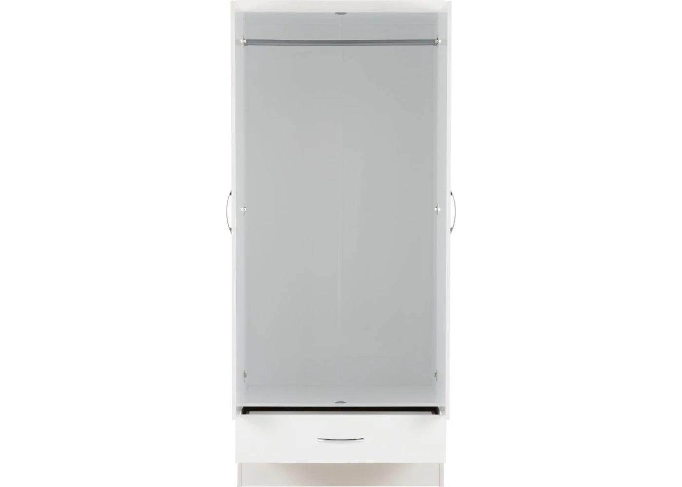 Nevada White Gloss 2-Door 1-Drawer Mirrored Wardrobe by Wholesale Beds & Furniture - Image 4