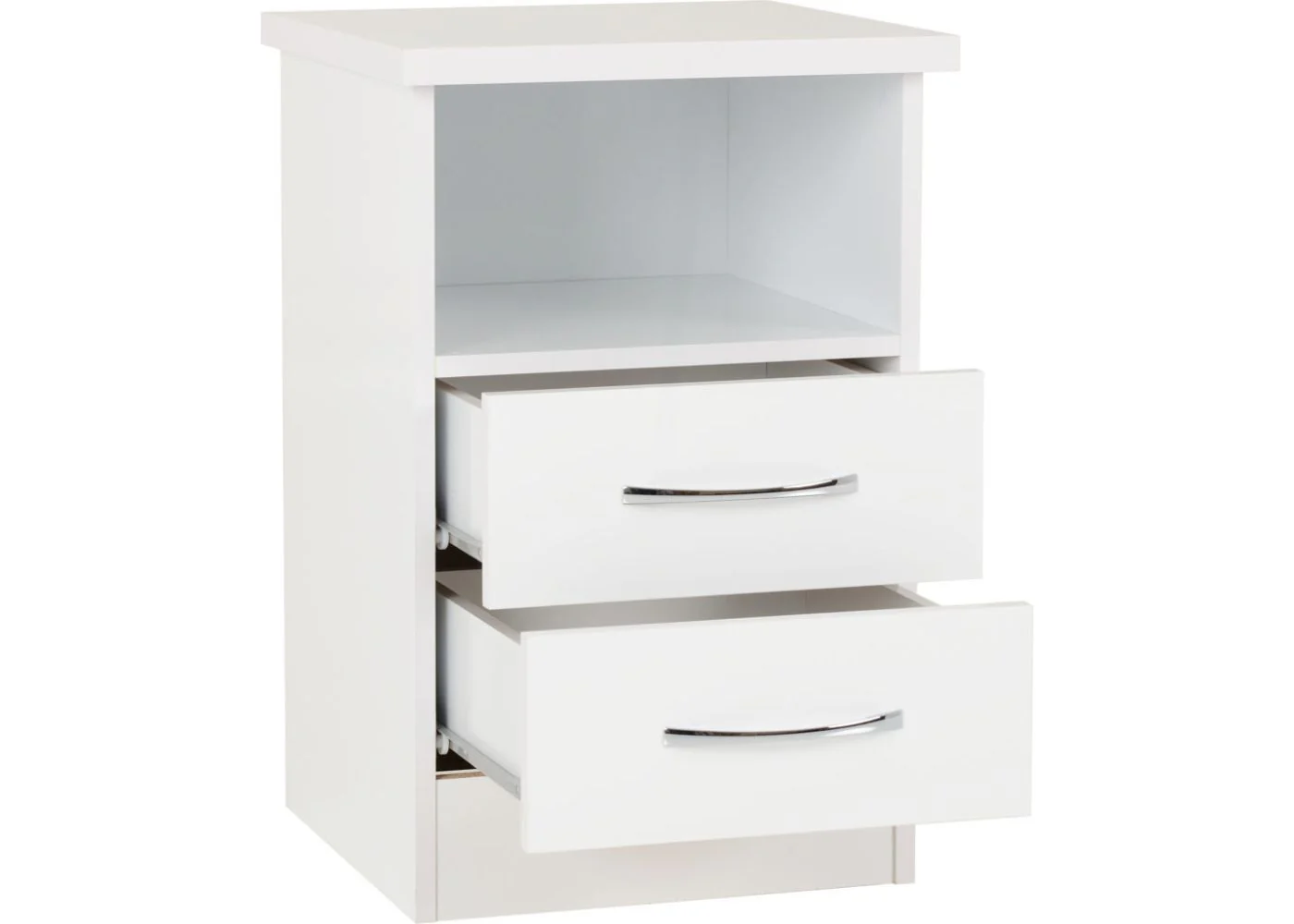 Nevada White Gloss 2-Drawer Bedside by Wholesale Beds & Furniture - Image 3