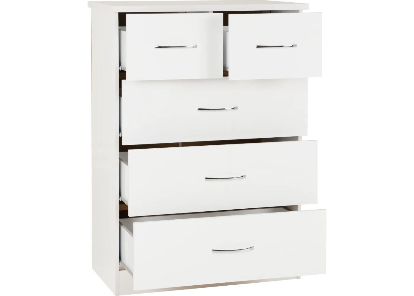 Wholesale Nevada White Gloss 2-Over-3-Drawer Chest in White Colour - Image 3