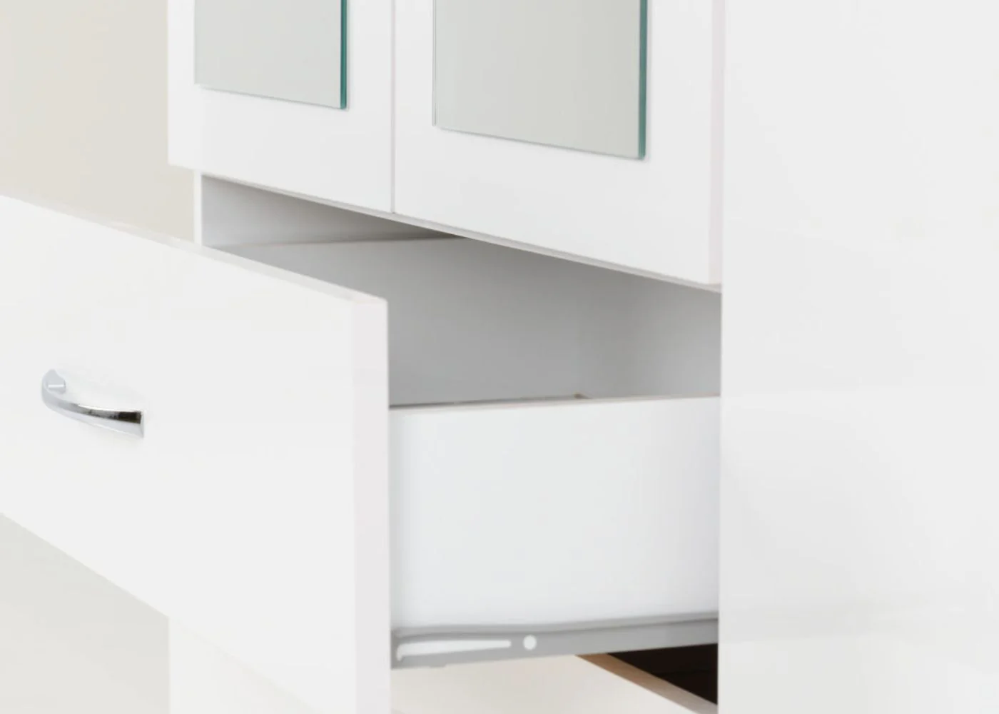 Nevada White Gloss 3-Door 2-Drawer Mirrored Wardrobe by Wholesale Beds & Furniture - Image 6