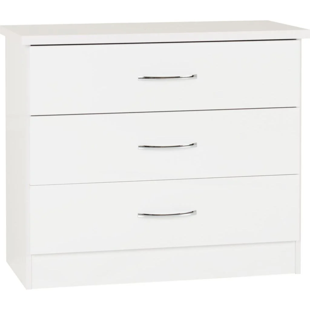 Nevada White Gloss 3-Drawer Chest by Wholesale Beds & Furniture
