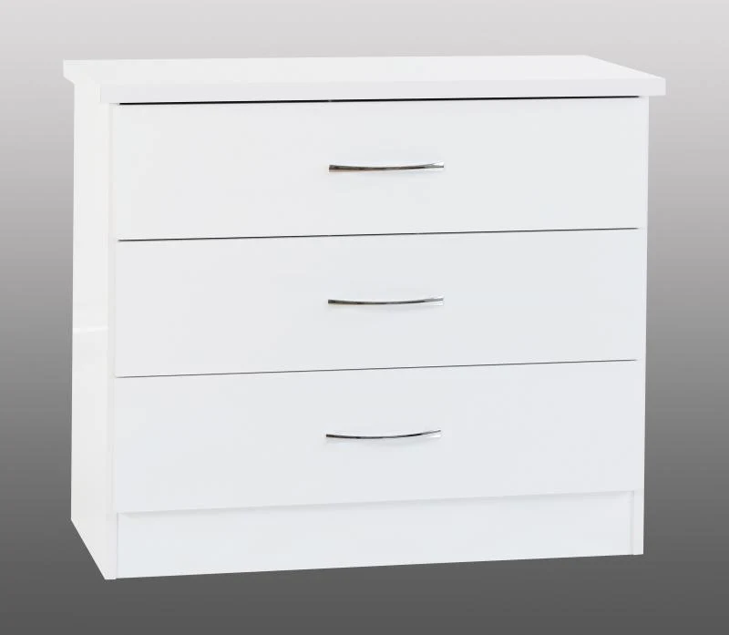 Nevada White Gloss 3-Drawer Chest by Wholesale Beds & Furniture - Image 2