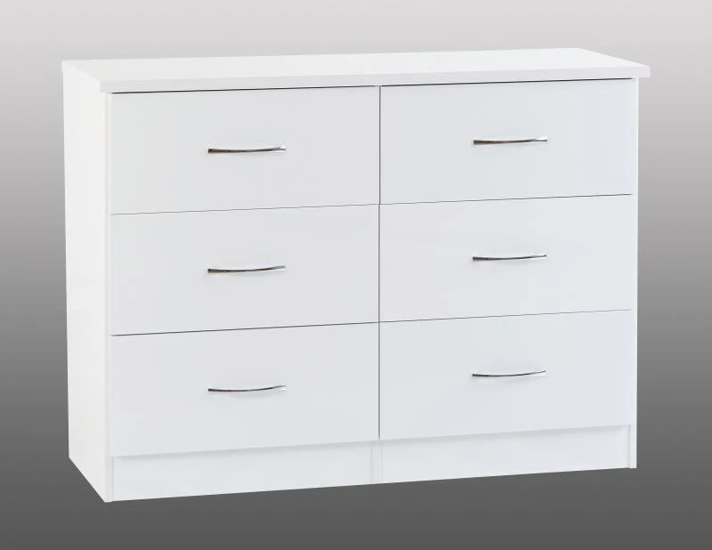 Nevada White Gloss 6-Drawer Chest by Wholesale Beds & Furniture - Image 2