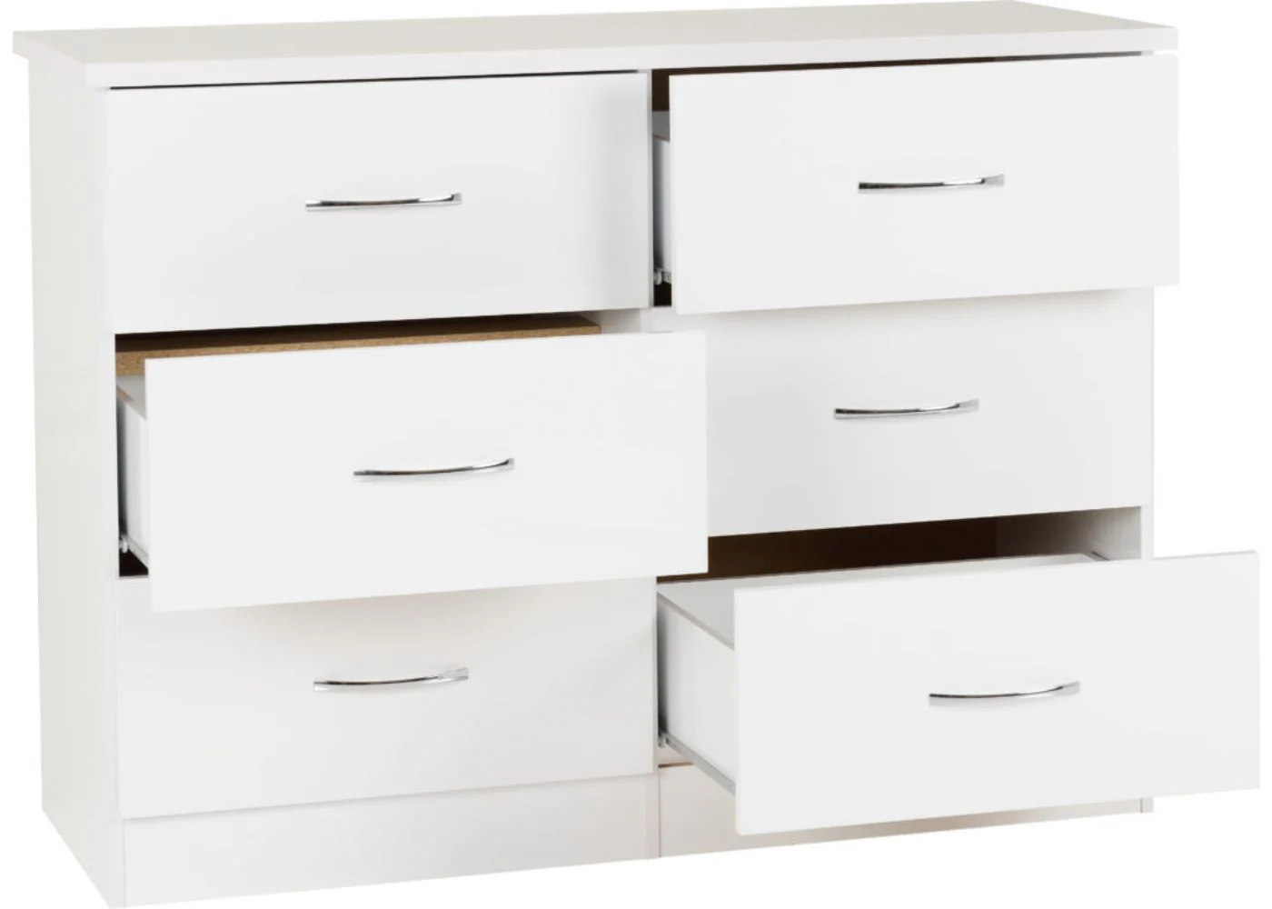 Nevada White Gloss 6-Drawer Chest by Wholesale Beds & Furniture - Image 3