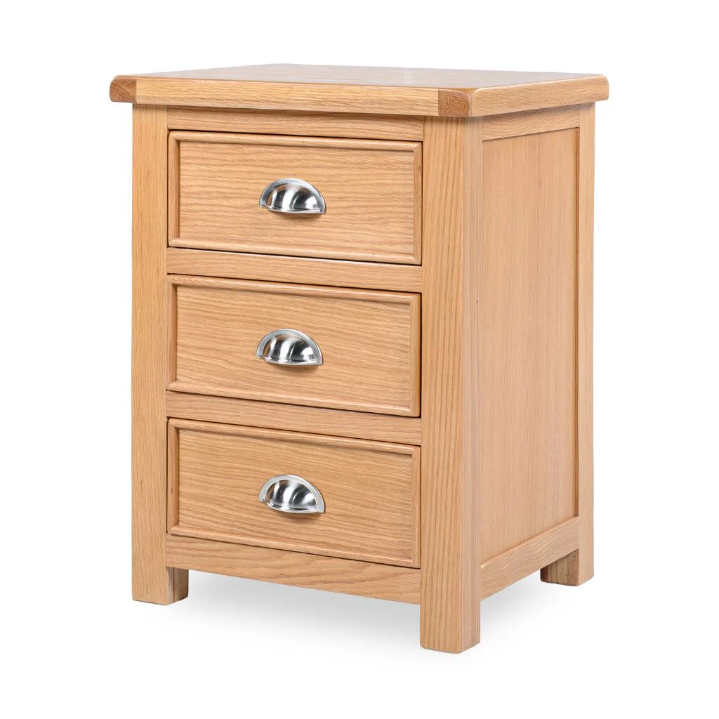 Newbury Light Oak 3 Drawer Bedside by Honey B