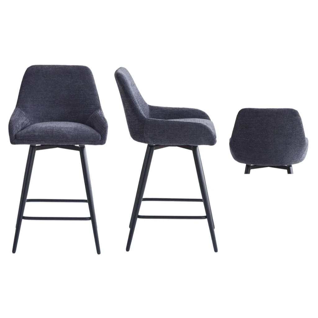 Pair of Oscar Graphite Counter Stools by Annaghmore - Image 3