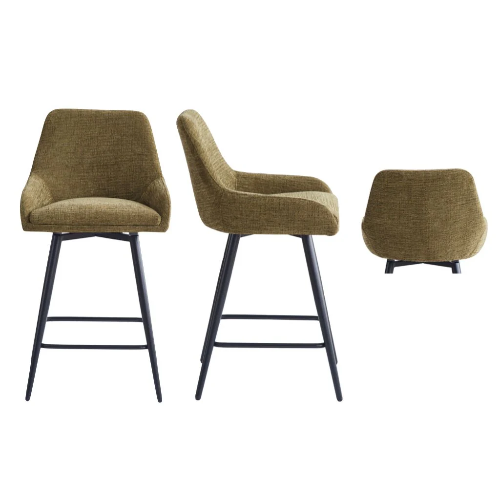 Pair of Oscar Olive Green Counter Stools by Annaghmore - Image 3