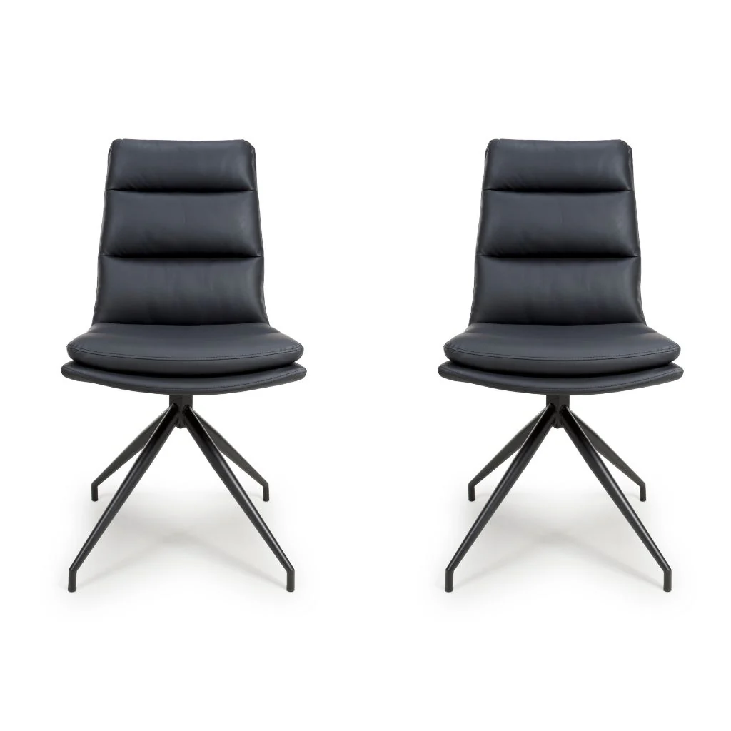 Pair of Nobo Black PU Swivel Dining Chairs