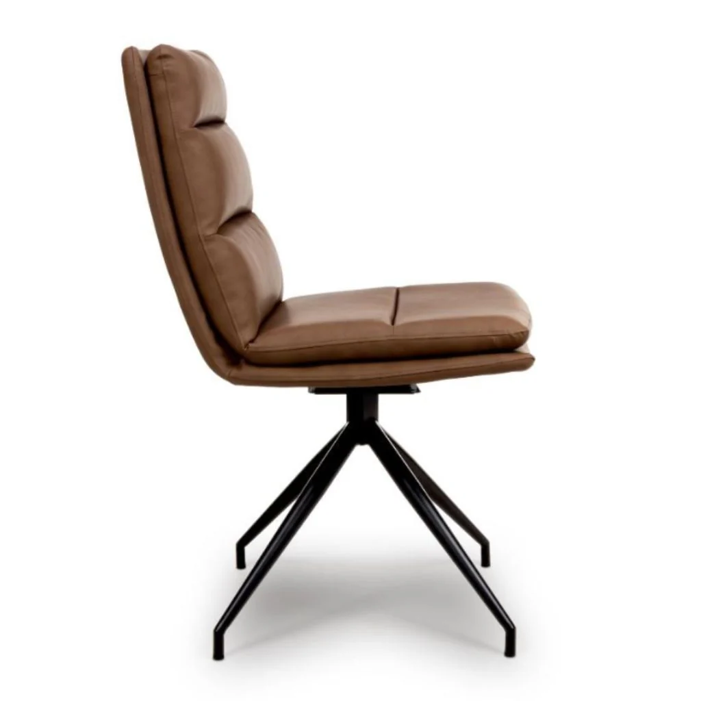 Pair of Nobo Tan PU Swivel Dining Chairs - Image 3