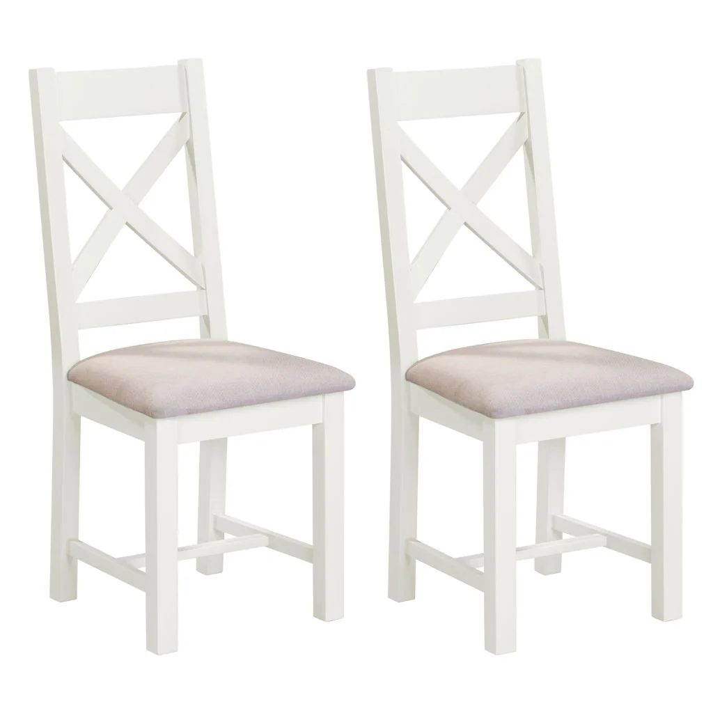 Pair of Windsor Ivory Cross Back Dining Chairs by Wholesale