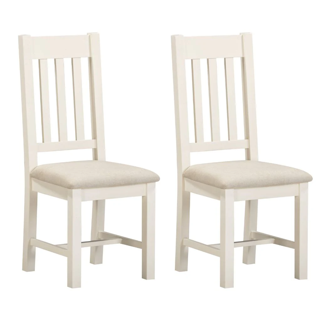 Pair of Windsor Ivory Slatted Dining Chairs by Wholesale