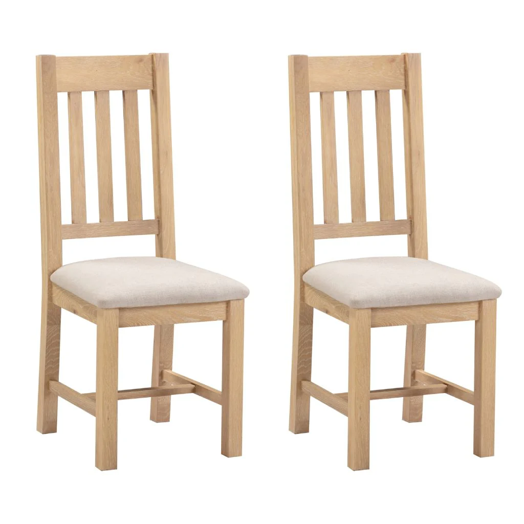 Pair of Windsor Natural Oak Slatted Dining Chairs by Wholesale