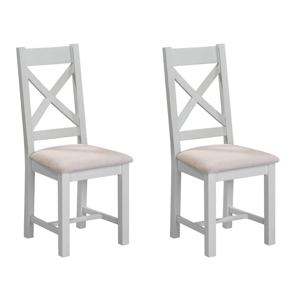 Pair of Windsor Pebble Grey Cross Back Dining Chairs by Wholesale