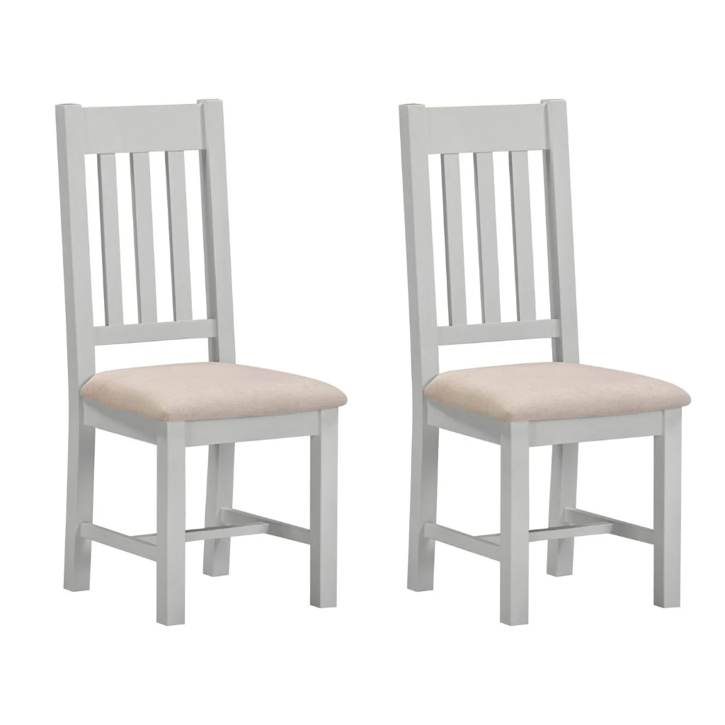 Pair of Windsor Pebble Grey Slatted Dining Chairs by Wholesale