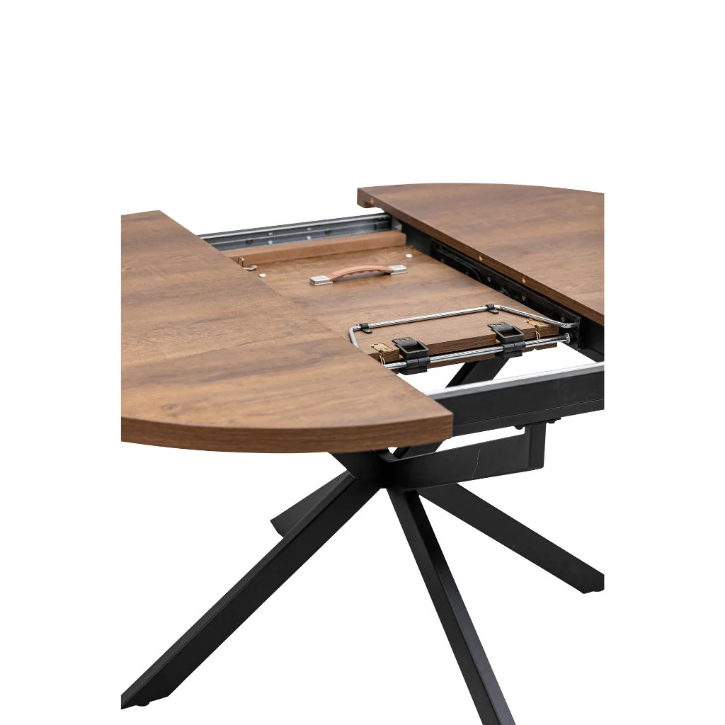 Panni 1.2m Round Dark Oak Extending Dining Table - Image 3