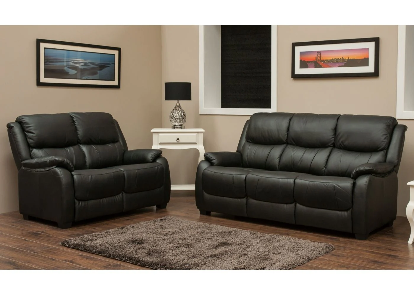 Parker Black Half Leather Sofa Range by SofaHouse - Image 5