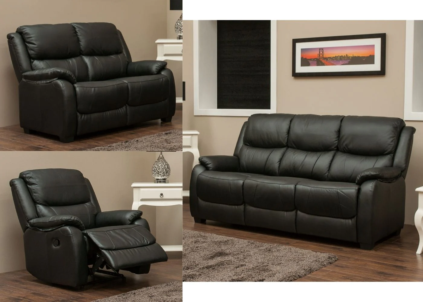 Parker Black Half Leather Sofa Range by SofaHouse - Image 6