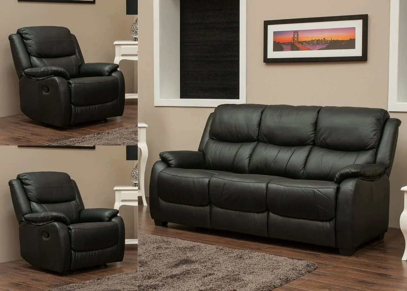 Parker Black Half Leather Sofa Range by SofaHouse - Image 8