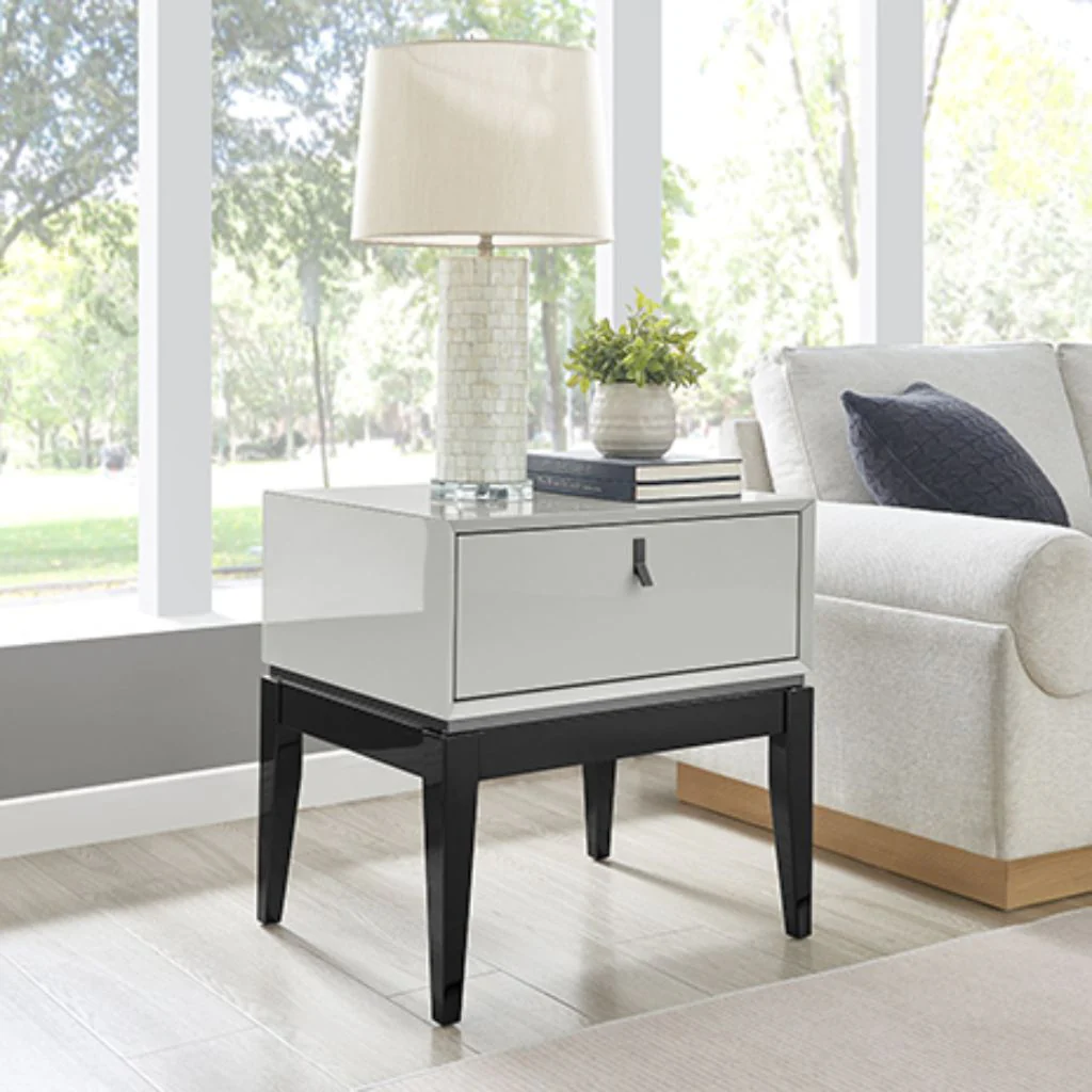 Pasadena Cool Grey 1 Drawer End Table by Derrys