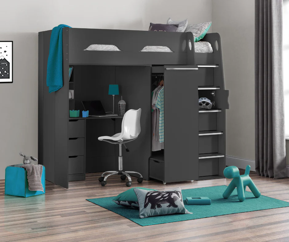 Pegasus Anthracite High-Sleeper Bed by Julian Bowen - Image 2