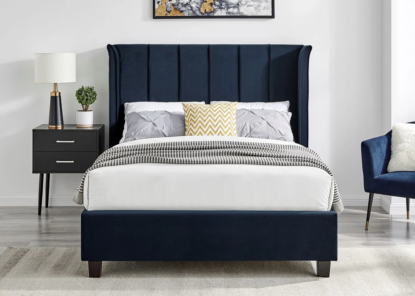 Polaris Navy Blue Bedframe Range by Limelight