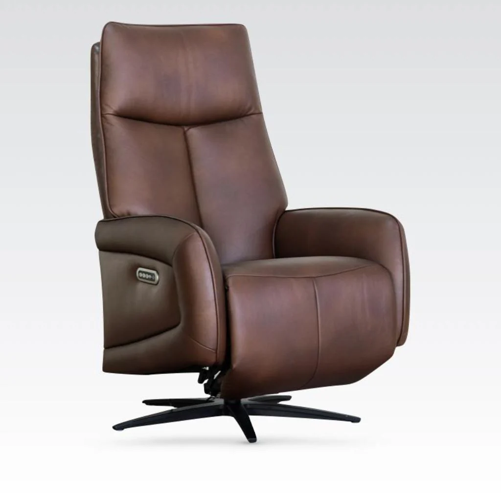 Prestige Dark Brown Electric Reclining Swivel Chair by Annaghmore