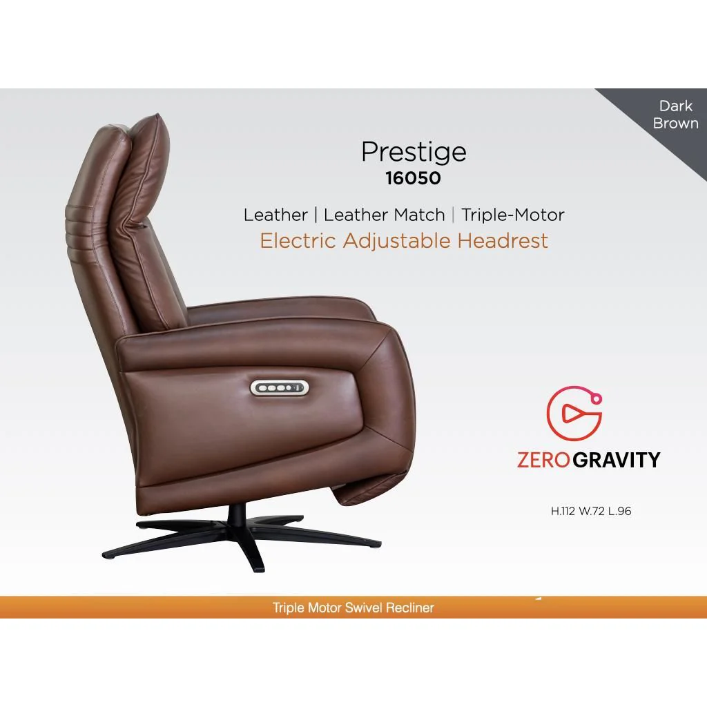 Prestige Dark Brown Electric Reclining Swivel Chair by Annaghmore - Image 3