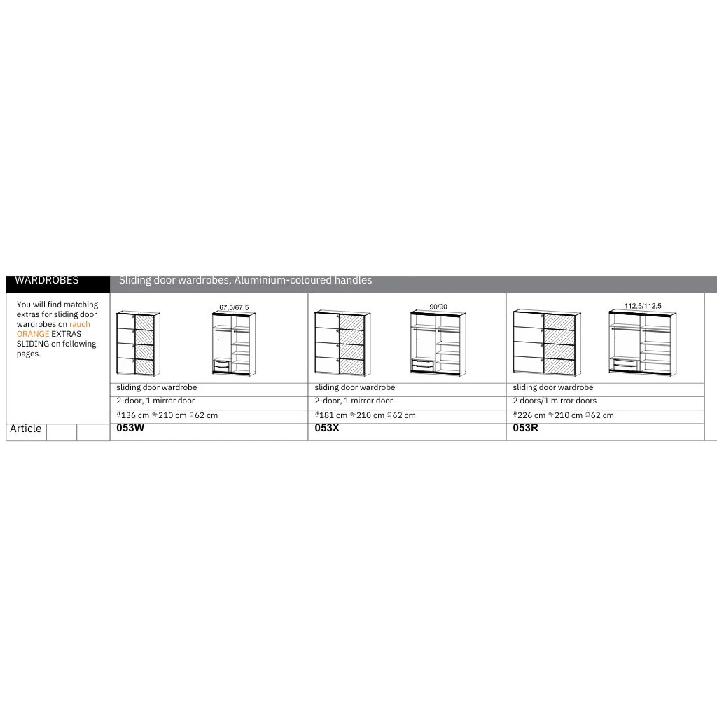 Rauch Stuttgart Alpine White 2-Door (1 Mirrored) Sliding Wardrobe - Stuttgart Collection - Image 6