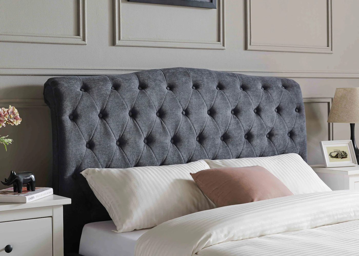 Rosa Dark Grey Bedframe Range by Limelight - Image 3
