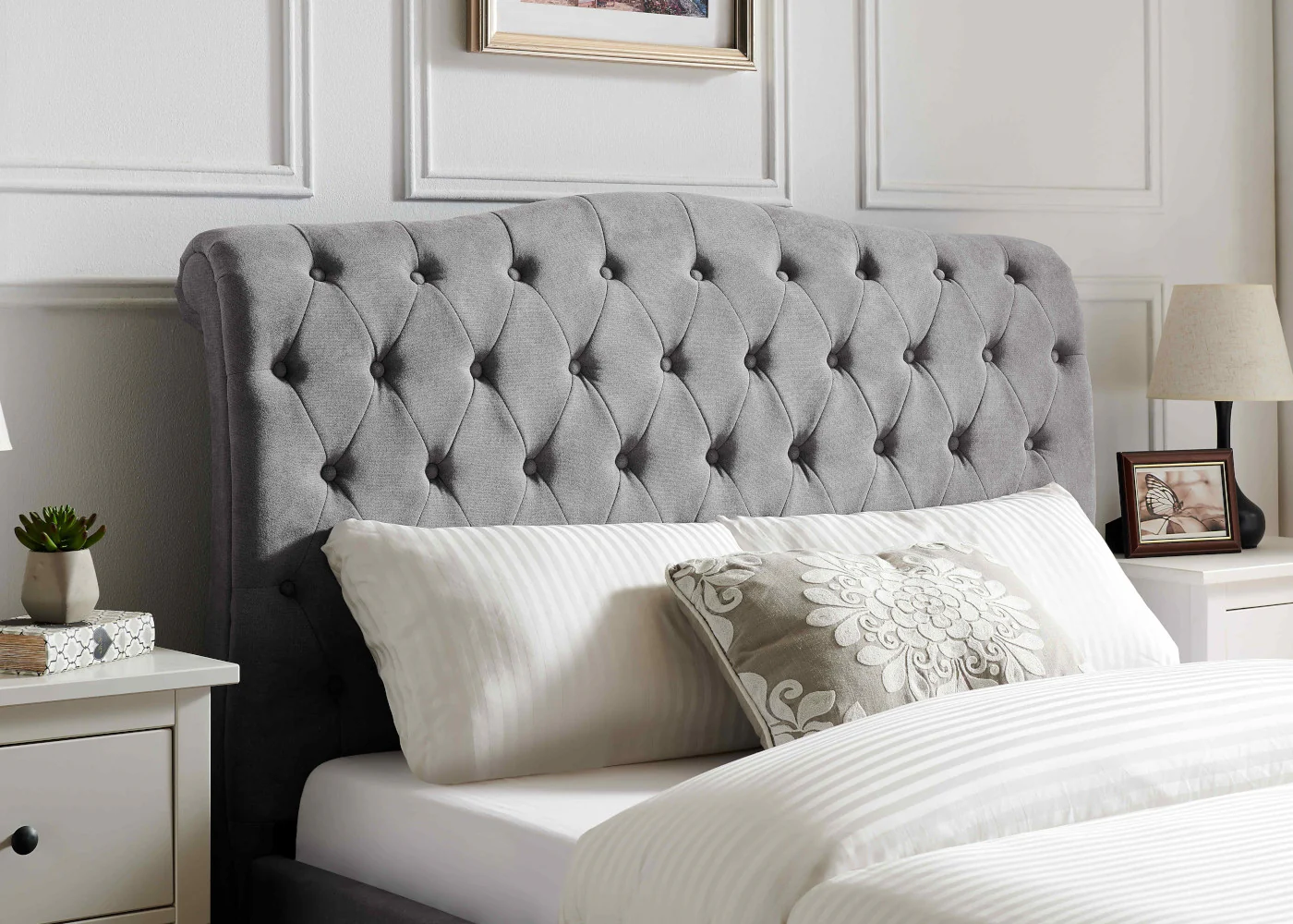 Rosa Light Grey Bedframe Range by Limelight - Image 3
