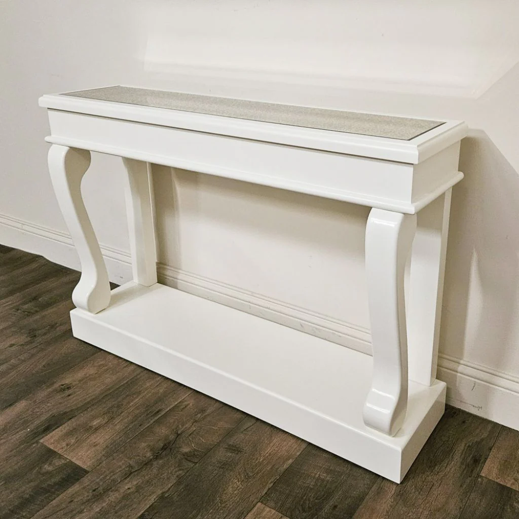 Scroll Ivory 120cm Mirrored Top Console Table by Tara Lane