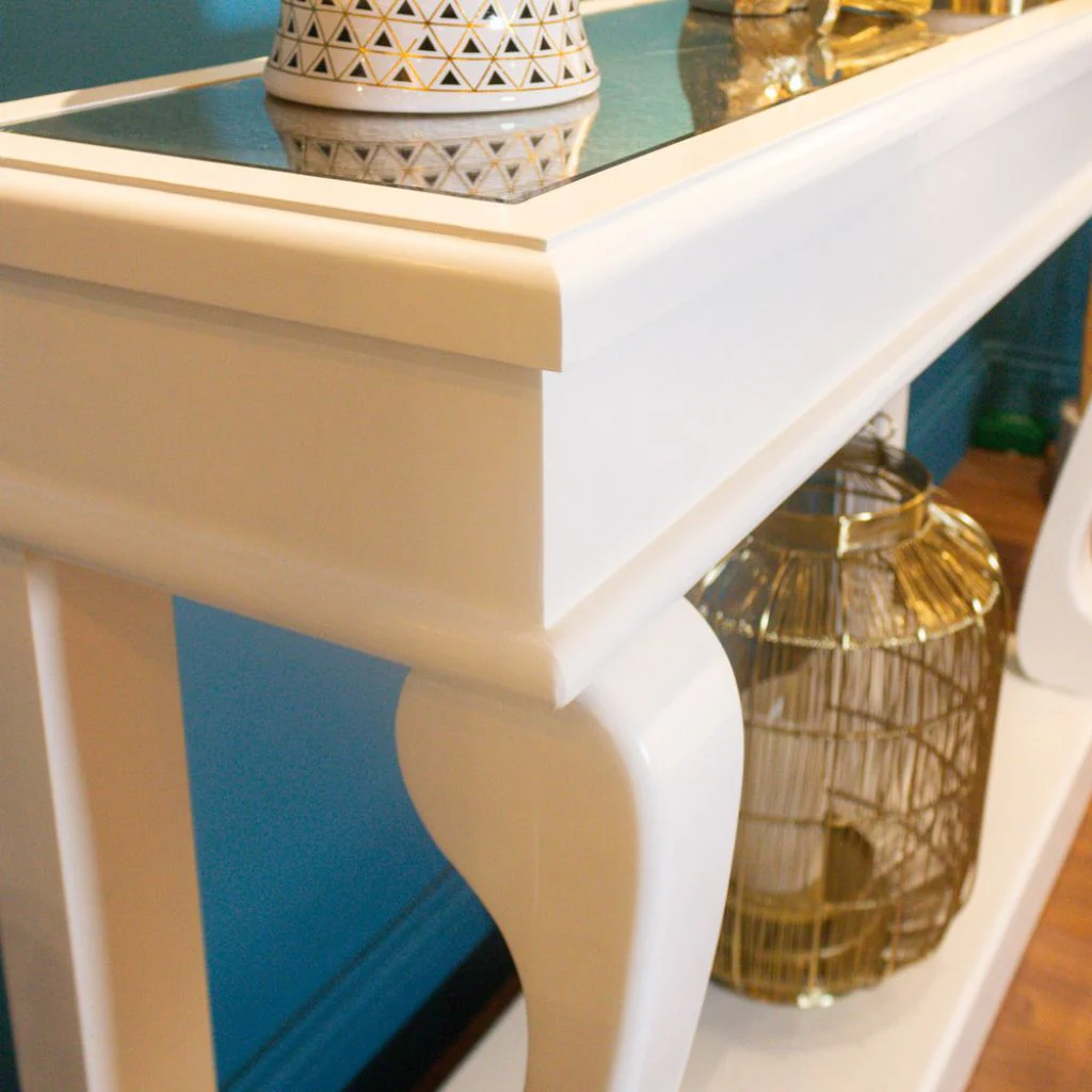 Scroll Ivory 120cm Mirrored Top Console Table by Tara Lane - Image 2