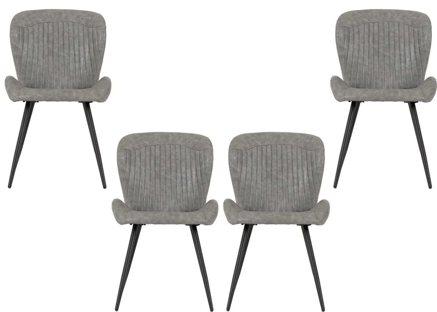 Set of 4 Quebec Grey Faux Leather Dining Chairs by Wholesale Beds