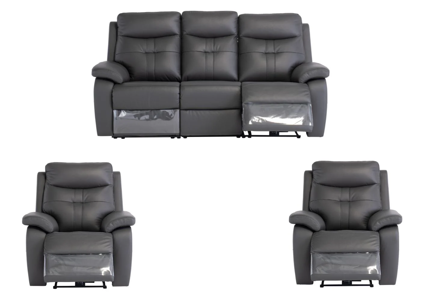 Solero Full Leather Charcoal Electric Reclining Sofa Range - Image 4