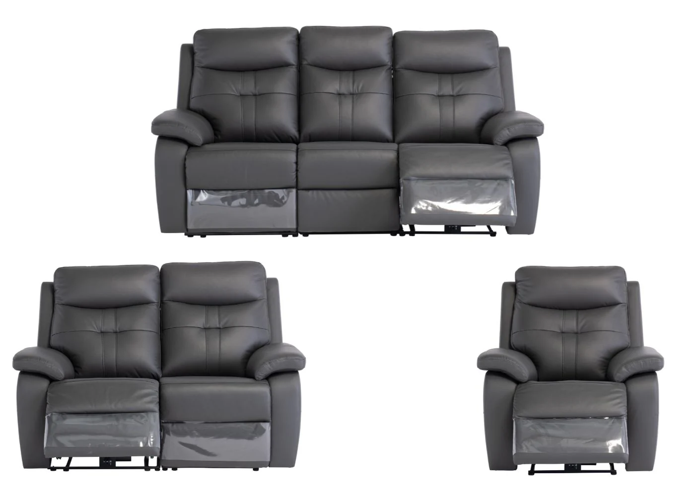 Solero Full Leather Charcoal Electric Reclining Sofa Range - Image 6