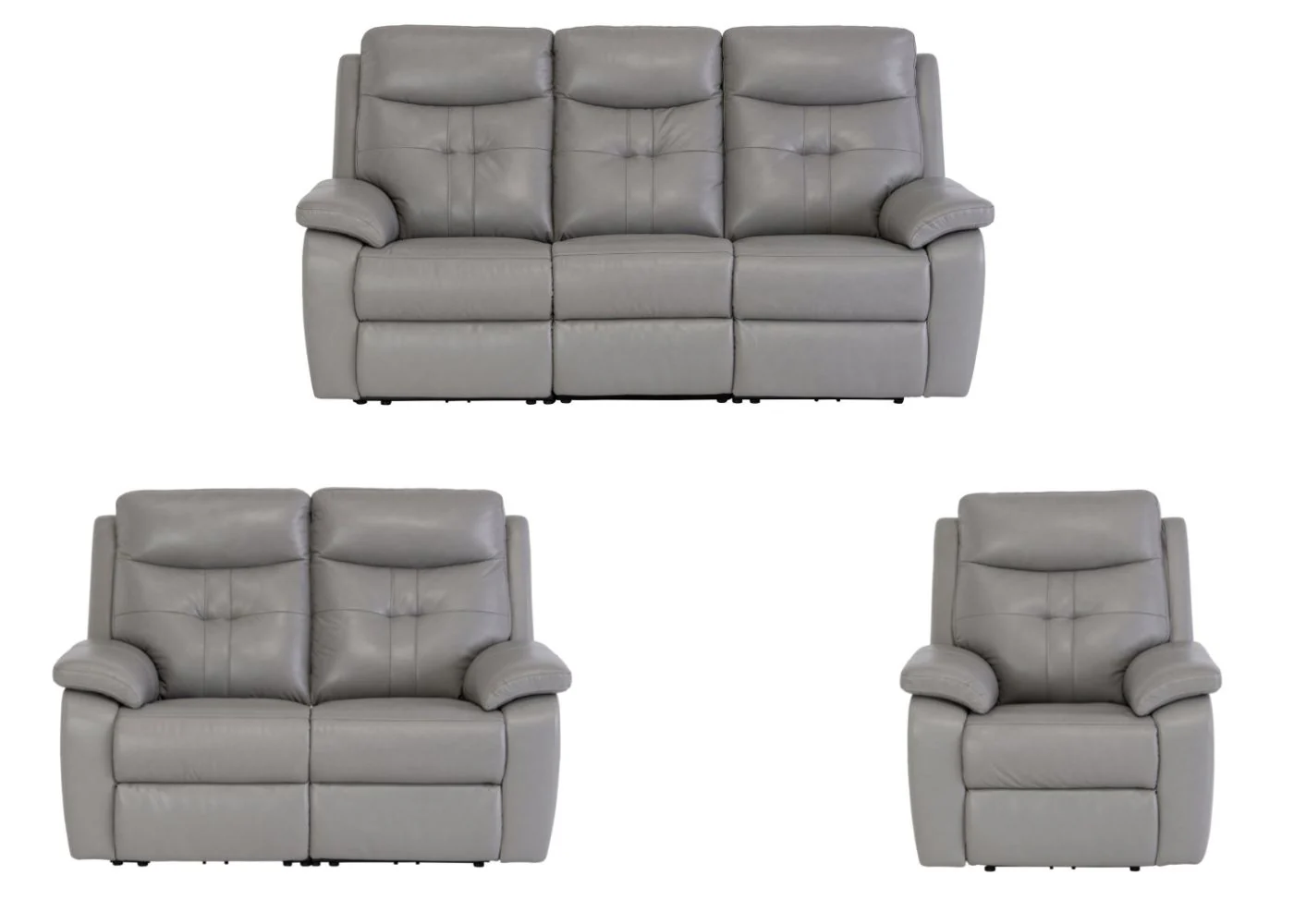 Solero Full Leather Grey Electric Reclining Sofa Range - Image 11