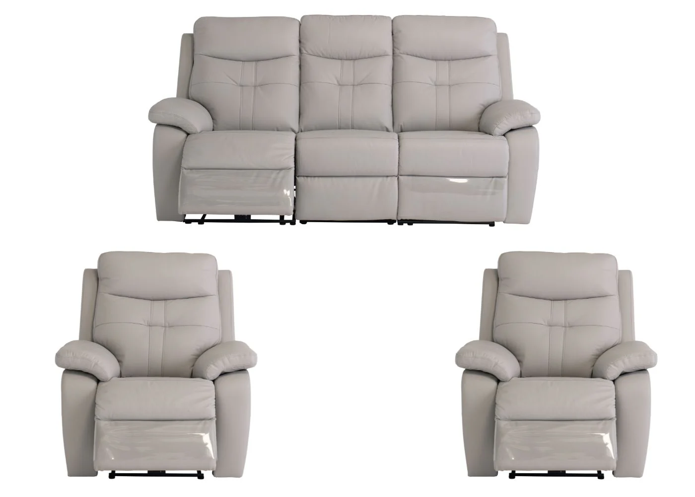 Solero Full Leather Light Grey Electric Reclining Sofa Range - Image 4