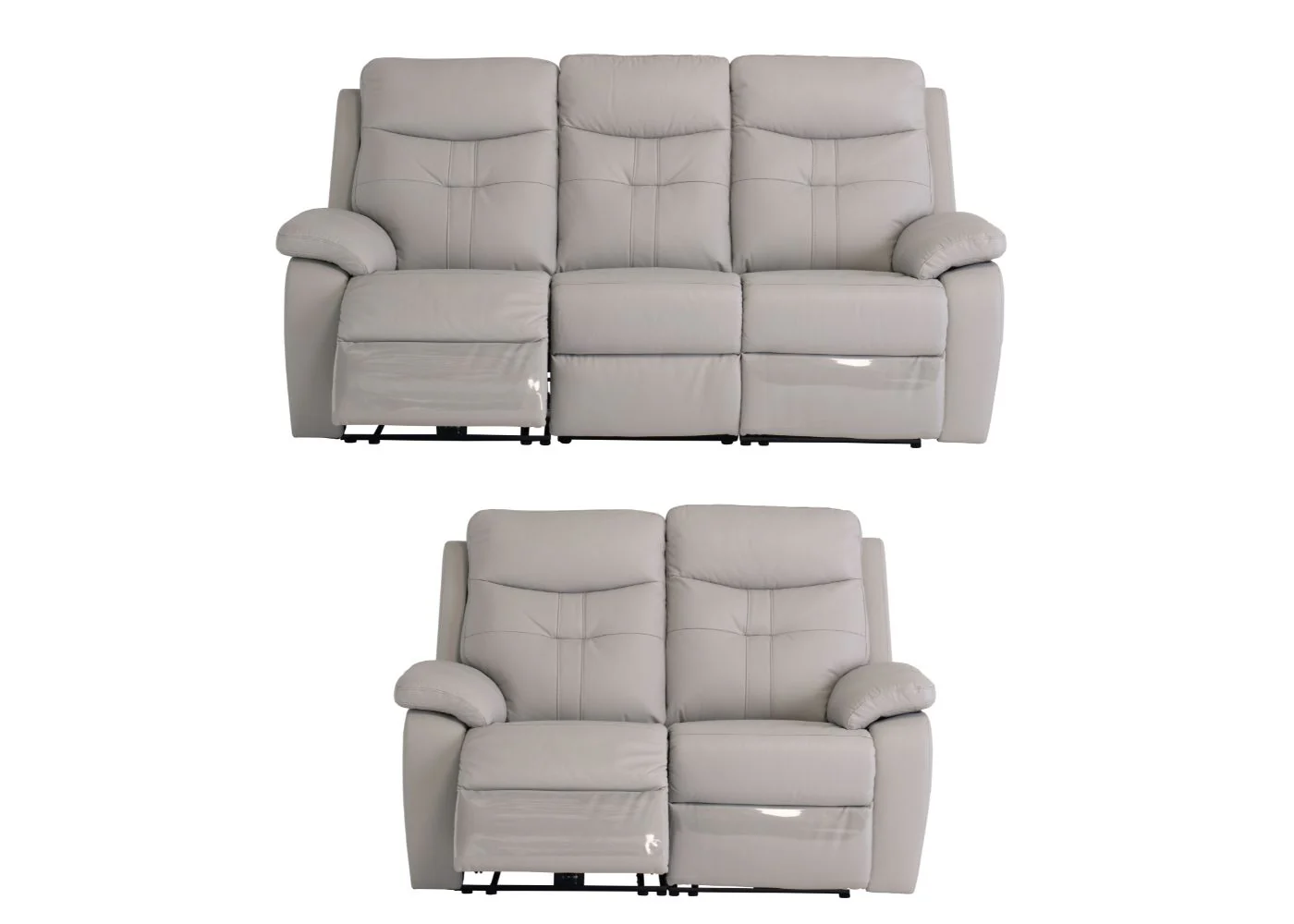 Solero Full Leather Light Grey Electric Reclining Sofa Range - Image 5