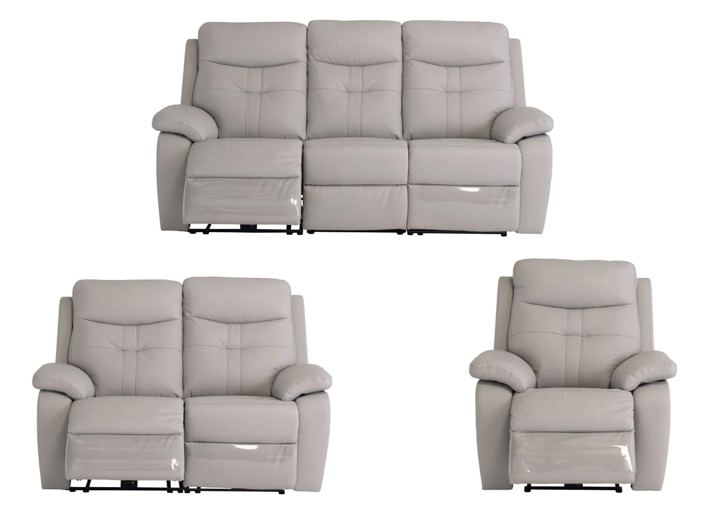 Solero Full Leather Light Grey Electric Reclining Sofa Range - Image 6