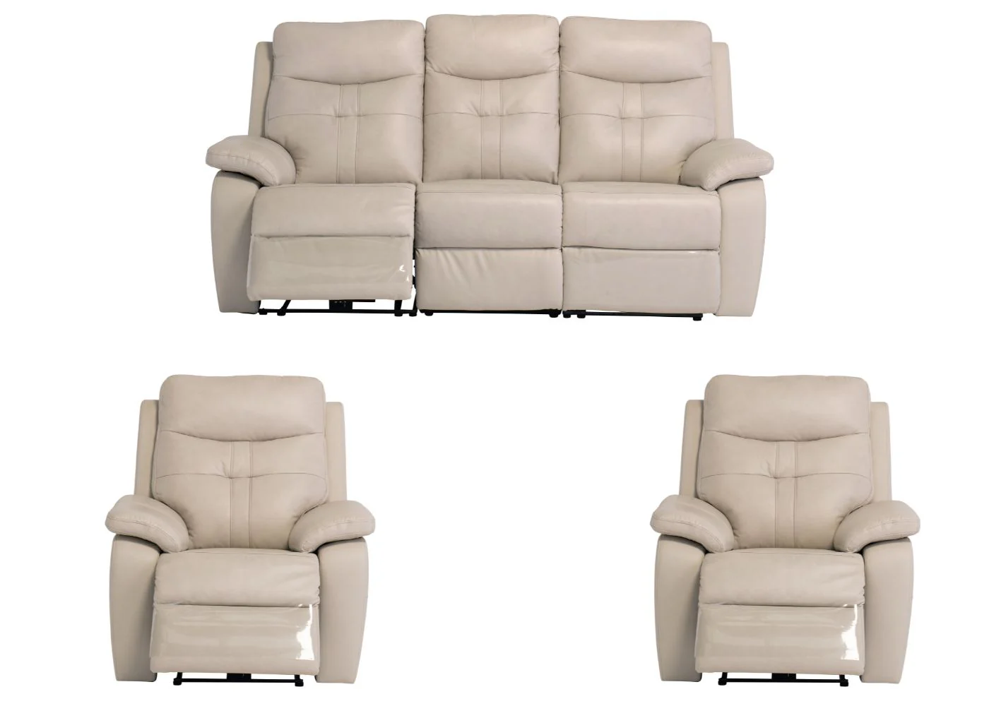 Solero Full Leather Light Stone Electric Reclining Sofa Range - Image 4