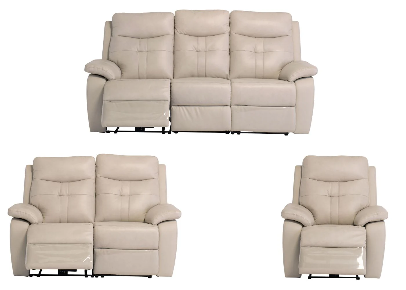 Solero Full Leather Light Stone Electric Reclining Sofa Range - Image 6