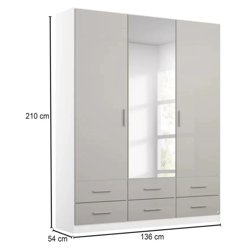 Stuttgart Soft Grey/ Alpine White 3 Door Wardrobe by Rauch - Image 5